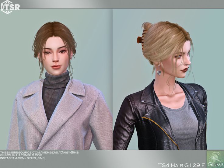 two images of the same woman with different hair styles, one is wearing a gray coat