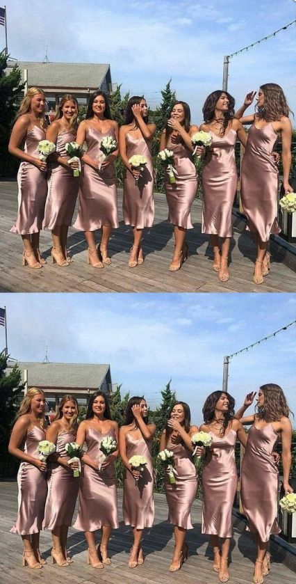 four pictures of women in different dresses posing for the camera