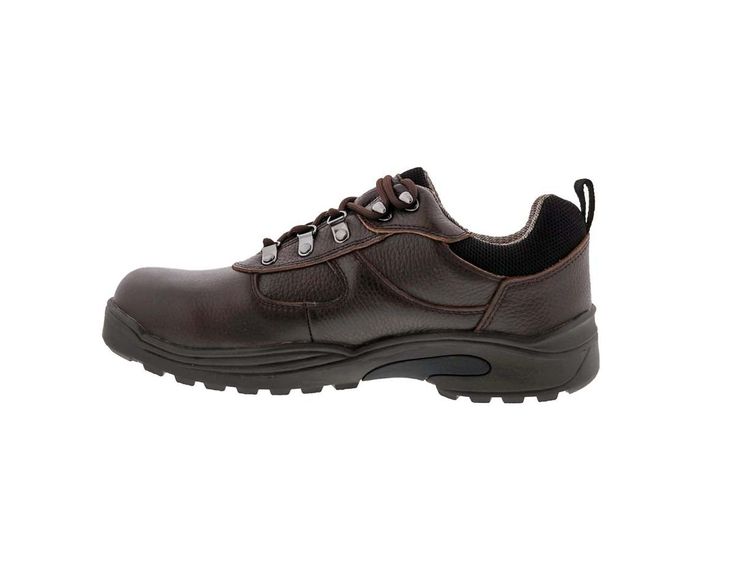 Drew® proudly presents the Boulder, a lower-cut version of the popular Rockford boot for men. The Boulder has double the added depth. Ideal for extra-thick orthotics, or extreme foot conditions. Waterproof leather upper and lining. And it's slip-resistant! All of these features makes the Boulder the ideal work or every-day shoe for men. 200 gm Thermolite® Plus Fitting System® - Two Removable Footbeds for Added and Double Depth Waterproof Leather Upper Removable, Moldable EVA Insert Dupont Thermo Functional Leather Lace-up Work Boots, Classic Lace-up Slip-resistant Boots, Brown Slip-resistant Low-top Boots, Casual Brown Impact-resistant Boots, Slip-resistant Hiking Boots With Plain Toe, Brown Lace-up Functional Boots, Slip-resistant Moc Toe Walking Boots, Brown Functional Lace-up Boots, Brown Low-top Steel Toe Boots