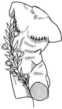 a black and white drawing of a teddy bear holding a t - shirt with flowers on it