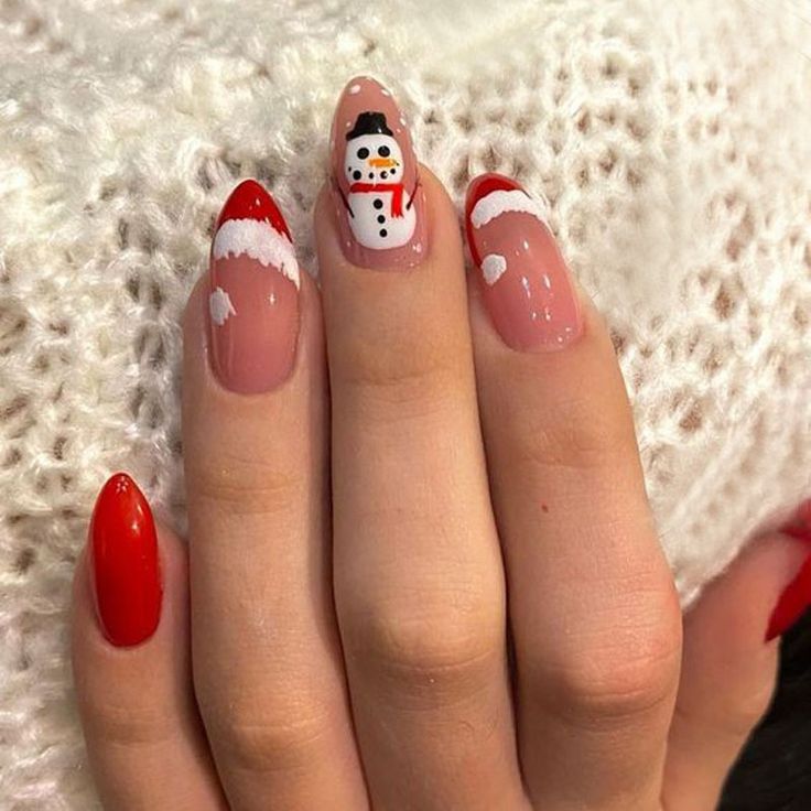 Snowman Nails, Cute Christmas Nails, Easy Nails, Christmas Gel Nails, Christmas Nails Acrylic, Xmas Nails, Stick On Nails, Christmas Nail Designs, Nailed It