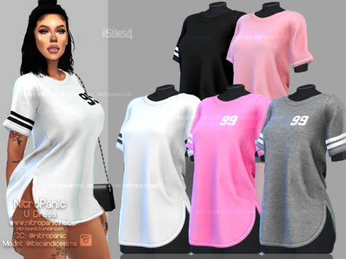 the woman is posing in front of four different colored t - shirt styles and colors