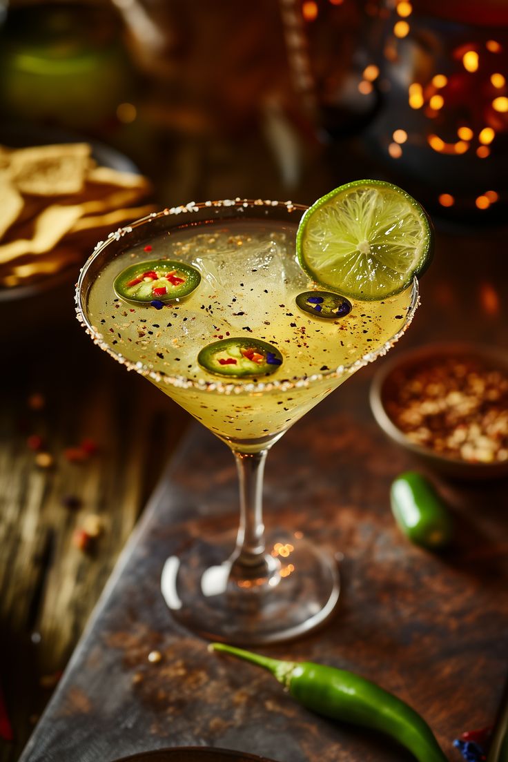 Take the plunge into the vibrant allure of our Sparkling Tex-Mex Mache-Tini, perfect for adding a bubbly twist to your get-togethers. Relish the delightful blend of spicy Jalapeños, crisp Mache, and sparkling wine, and enjoy the celebration in every sip.