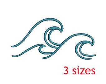 3 sizes wave machine embroidery design