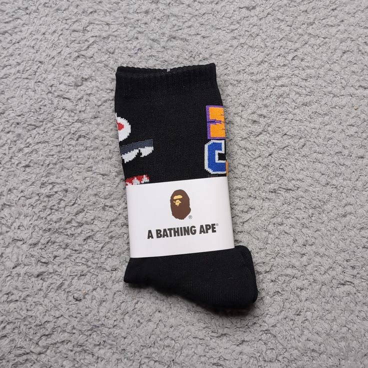 A Bathing Ape Crew Socks Wgm Shark Mouth Tiger Logo Mens Womens Unisex "World Gone Mad" Size: One Size Fits All Color: Black Orange Red Blue Brand New In Packaging. Fast Shipping! 1 Day Shipping And Handling. Black Breathable Winter Socks, Casual Multicolor Socks For Streetwear, Sporty Winter Socks For Streetwear, Black Socks For Streetwear In Winter, Black Socks For Winter Streetwear, Black Casual Socks For Streetwear, Casual Black Sports Socks, Casual Black Socks For Streetwear, Black Breathable Socks For Streetwear