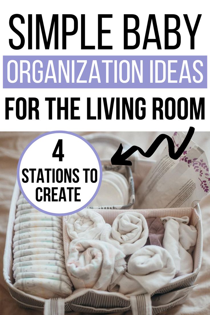 baby organization ideas for the living room, including diaper caddy and basket stations. Under Bassinet Organization, Living Room Newborn Set Up, Bedside Setup For Newborn, Bassinet Organization, Under Bassinet Storage Ideas, Kitchen Organization Baby Stuff, Bedside Nursery Station, Bedside Diaper Station, Bib Storage Ideas