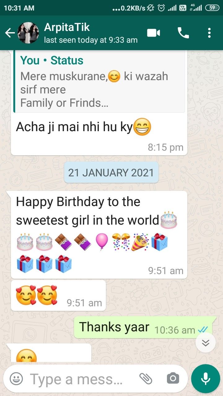 text messages from two different people on their cell phones, one is saying happy birthday to the sweetest girl in the world