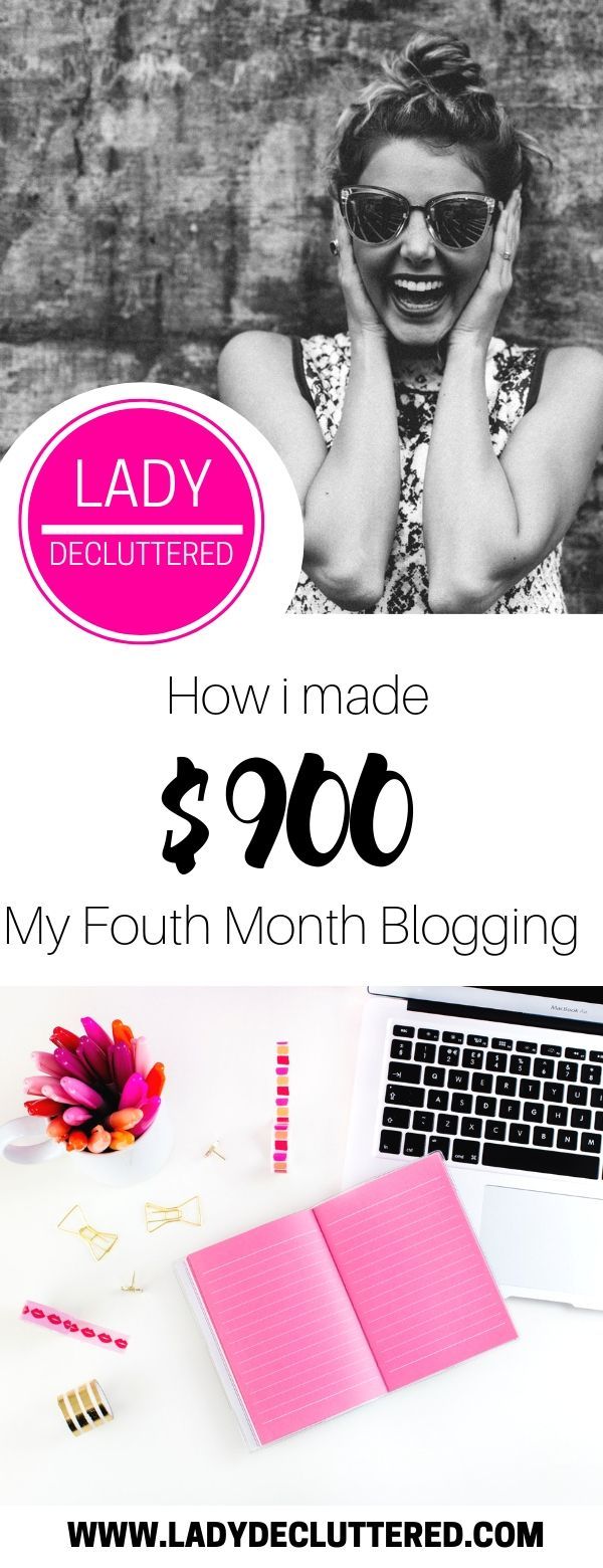 a woman with her hands on her face and the words lady declutter how i made $ 900 my fourth month blogging