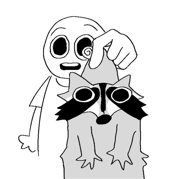 a drawing of a raccoon with glasses on it's head and another raccoon in the background