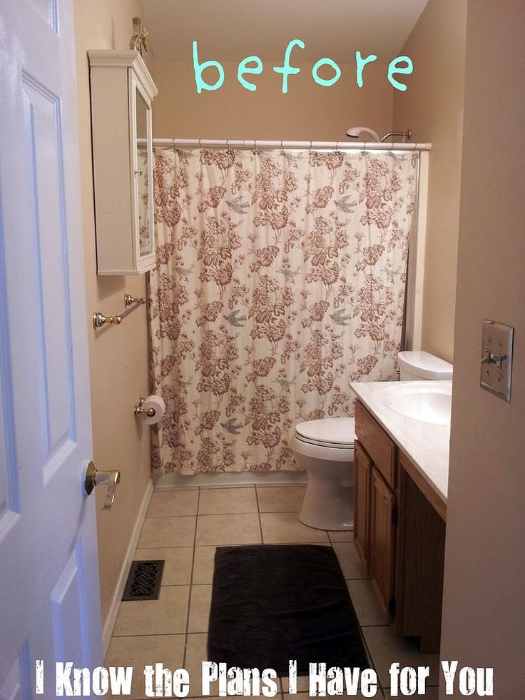 a bathroom with a shower curtain that says before i know the plans i have for you