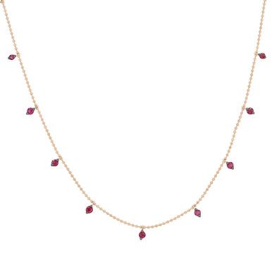 This stunning, modern station necklace features rubies totaling 0.65 carats. Perfect for wearing solo or layering with others. Diamonds Direct, Ruby Necklace, Station Necklace, Jewelry Creation, Gold And Silver, Womens Jewelry Necklace, Jewelry Necklace Pendant, Layering, Ruby