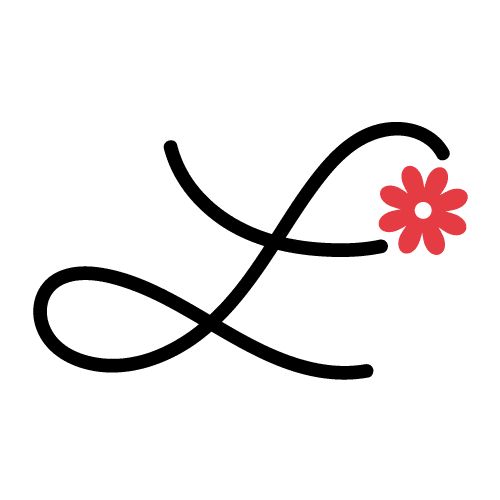 the letter j with a flower in it's center and an arrow on top