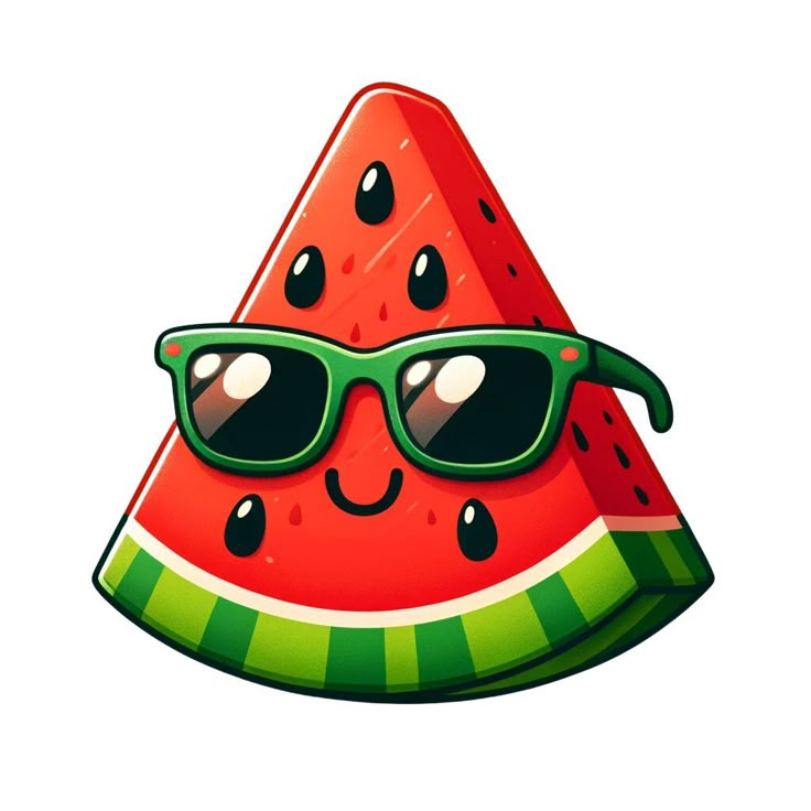 a watermelon with sunglasses on it's face and the shape of a triangle