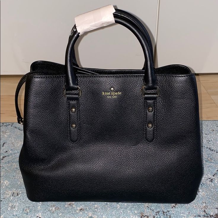 New With Tags Black Kate Spade Bag With Adjustable Strap, Black Medium Bags With Handles, Kate Spade Black Shoulder Bag With Top Carry Handle, Kate Spade Black Satchel For Travel, Kate Spade Black Travel Satchel, Kate Spade Black Satchel Bag, Medium Black Bag With Detachable Handle, Black Top Handle Satchel For Errands, Kate Spade Black Satchel For Everyday Use