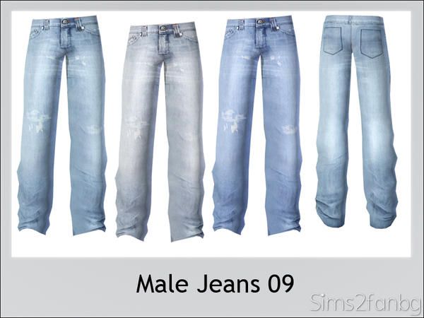 four pairs of jeans are shown with the same color and size as they appear in this image