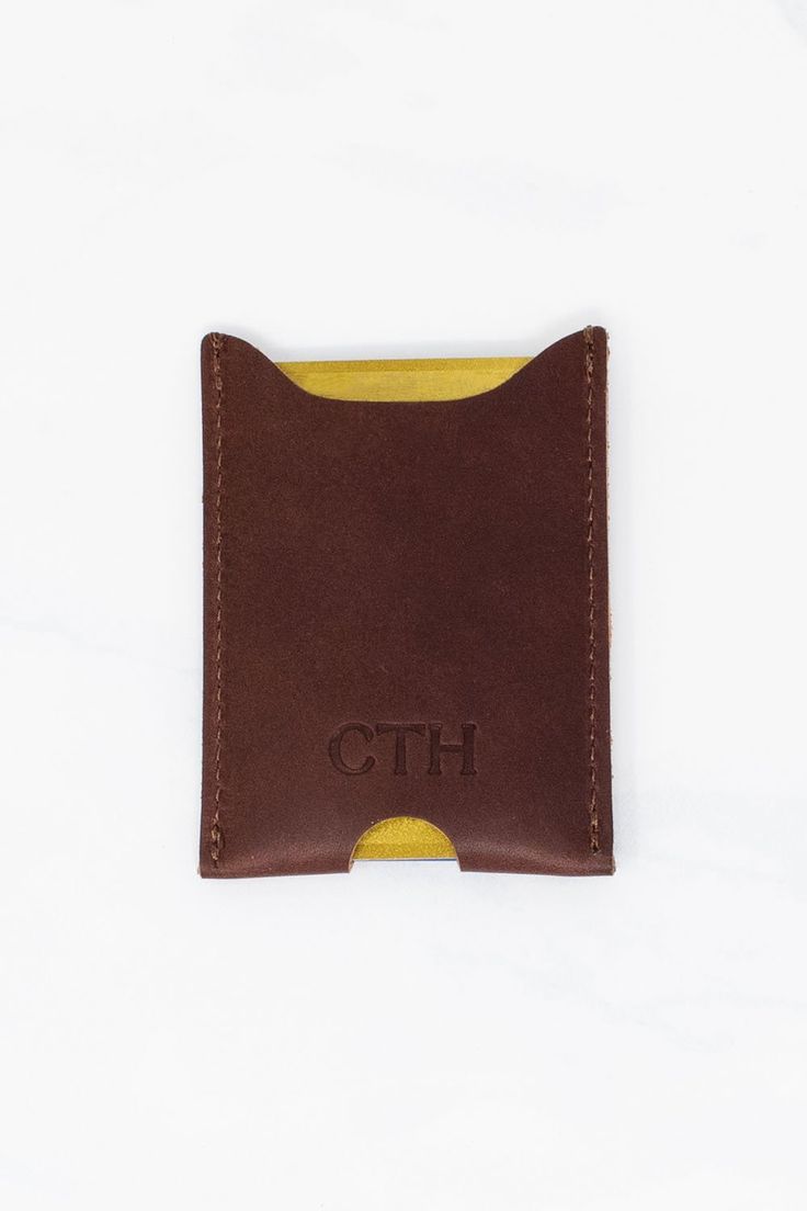 A slim and functional wallet for your credit cards or business cards. Holds 4+ cards. —————————————————————[ PRODUCT FEATURES ]—————————————————————◘ High Quality Genuine Leather ◘ Dimensions: 3.75"x 2.75" —————————————————————[ PERSONALIZATION INSTRUCTIONS ]—————————————————————◘ You can choose Letters - A-Z English (CAPS ONLY), Numbers 0-9. ◘ Maximum of 3 Letters/Numbers ◘ All products are custom, handmade, made to order. ◘ Please add Gift Notes in the custom text box. —————————————————————[ P Modern Brown Card Holder With Card Slots, Modern Leather Card Holder With Phone Sleeve, Leather Card Holder With Cell Phone Pocket, Minimalist Bifold Card Holder With Interior Slots, Minimalist Business Card Holder With Interior Slots, Leather Card Holder With Card Slots For Everyday, Everyday Leather Card Holder With Card Slots, Modern Brown Rectangular Card Holder, Classic Card Holder With Cell Phone Pocket