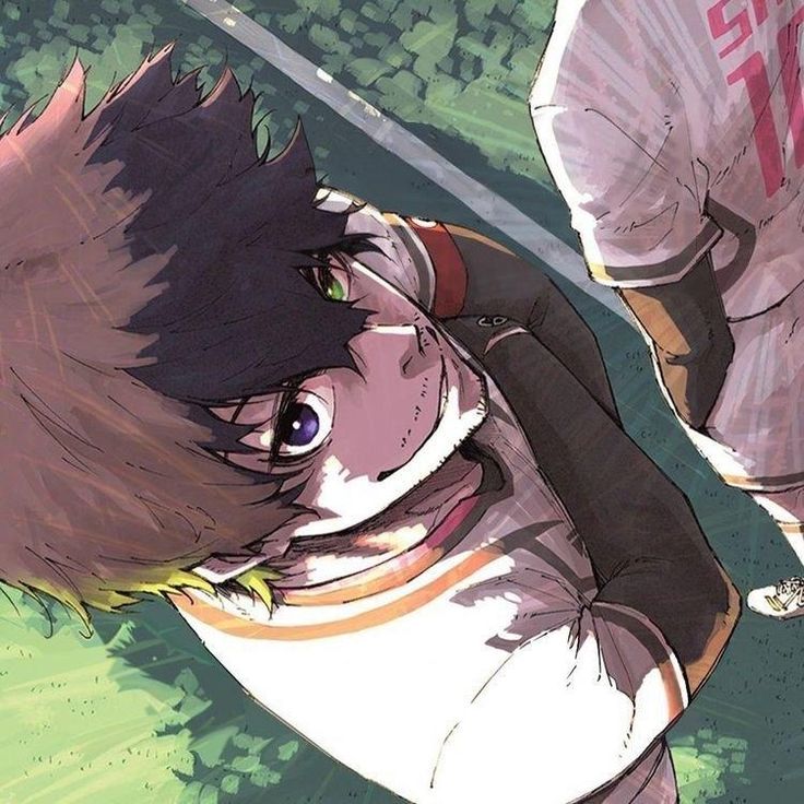 an anime character laying down on the ground