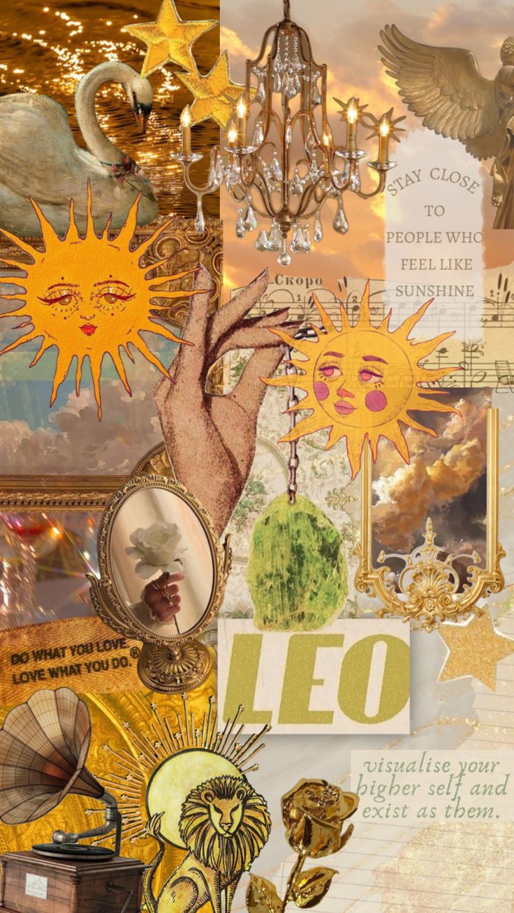 an artistic collage with many different things in the background, including a chandelier and