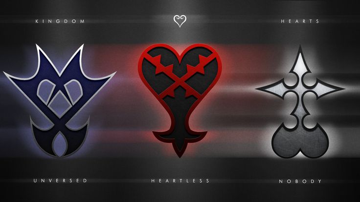 three different types of heartless symbols on a black background with red, white and blue colors