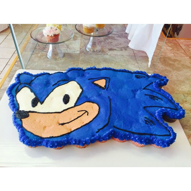 a cake shaped like sonic the hedgehog on top of a table