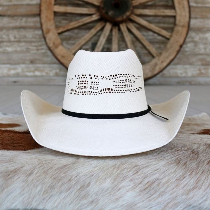 Brick crown Vented Youth Black string band 4 inch Brim Straw One Size Fits Most up to 56 CM Straw Made in the USA Pull On closure Spot clean Youth Size up to 56 CM Brick crown Vented White Flat Bill Sun Hat For Rodeo, White Flat Bill Sun Hat For Ranch, White Flat Bill Panama Hat For Rodeo, White Flat Bill Straw Hat For Rodeo, White Western Hat With Flat Bill, White Country Style Straw Hat With Flat Bill, Country Style White Straw Hat With Flat Bill, White Flat Bill Country Hat Bands, Western White Panama Hat With Flat Bill