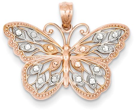 ApplesofGold.com - 14K Rose Gold Butterfly Pendant Jewelry $149.00 Gold Butterfly Jewelry, Rose Gold Butterfly, Black Hills Gold Jewelry, Butterfly Gifts, Black Hills Gold, Butterfly Pendant Necklace, Filigree Pendant, Butterfly Jewelry, Gold Butterfly