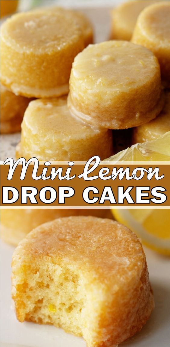 mini lemon drop cakes on a white plate