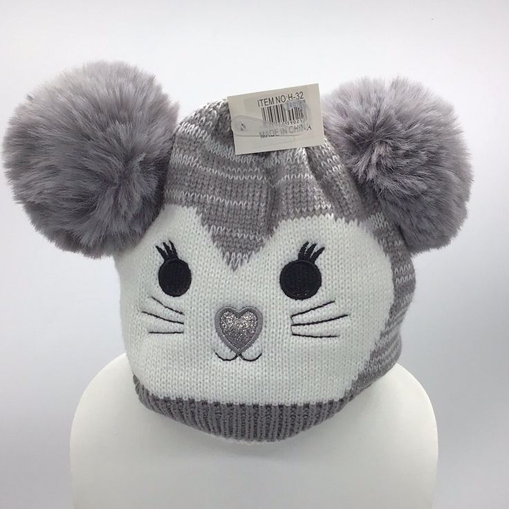 Cat Loving Character Knitted Beanie Hats For Kids. Just In Time For The Cold Winter Months. Fabric 100% Acrylic Hand Wash Cold Cute White Soft Knit Beanie, Playful White Beanie For Winter, Cute White Winter Beanie, Cute White Knitted Beanie, Cute White Knitted Hat, Playful Warm White Beanie, Playful White Beanie One Size Fits Most, Playful White Beanie One Size, Playful White Crochet Beanie Hat