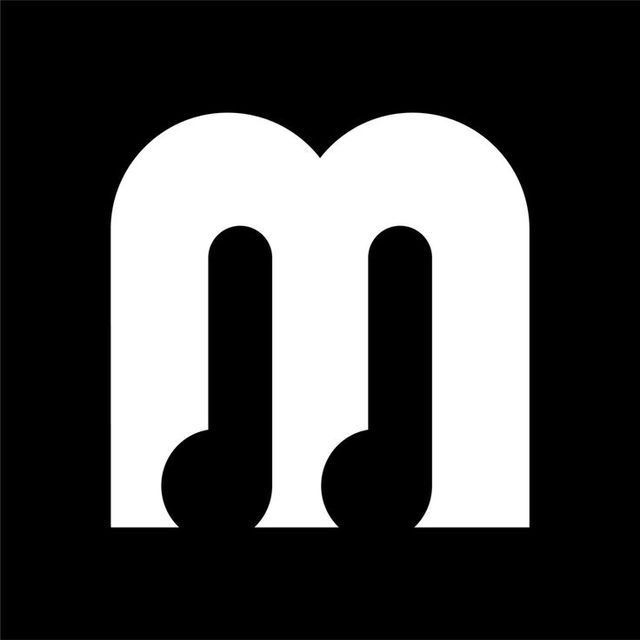 the letter m in white on a black background