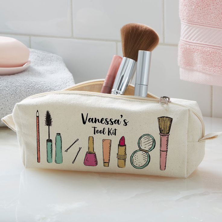 Playful Makeup, Baby Makeup, Custom Makeup Bags, Makeup Hacks Beauty Secrets, Makeup Brush Organization, Personalized Makeup Bags, Unique Makeup, Buybuy Baby, Bath Gift