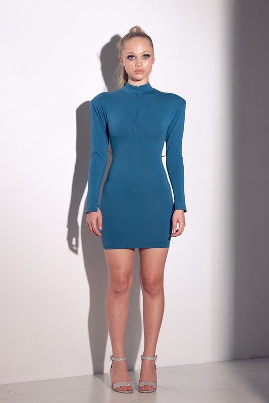 Winter Dresses With Long Sleeves And Back Zipper, Winter Dresses With Back Zipper And Stretch, Winter Dress With Back Zipper And Stretch, Fitted Mini Dress With Invisible Zipper For Spring, Winter Stretch Dress With Back Zipper, Fitted Blue Dress With Back Zipper, Stretch Dresses With Side Zipper For Fall, Stretch Long Sleeve Dress With Back Zipper, Fitted Dresses With Side Zipper For Spring