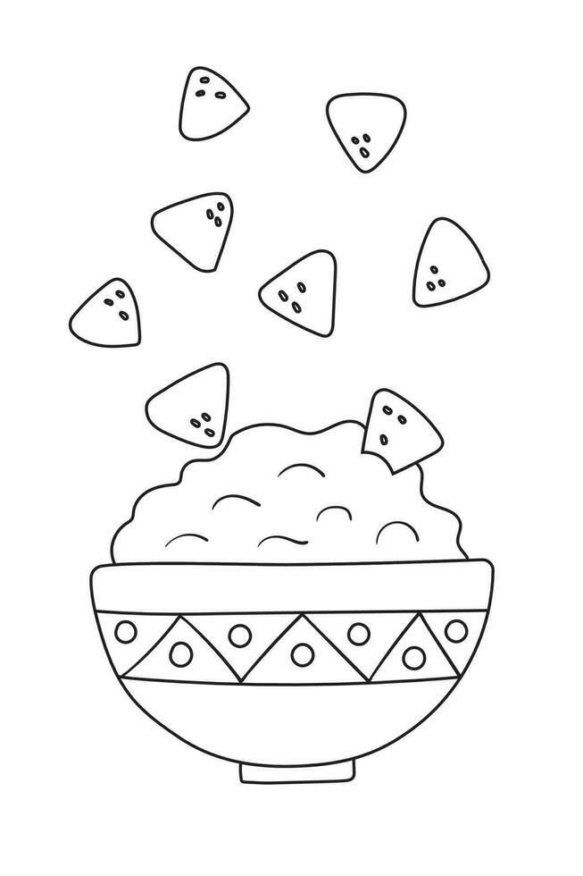 Nachos Chips With Sauce Salsa. Traditional Mexican Cuisine Food. Flat Vector Illustration Cracker Drawing, Drawing For Project, Coloring Pages Food, Nachos Chips, Nacho Chips, Flat Vector Illustration, Chips And Salsa, Traditional Mexican, Flat Vector