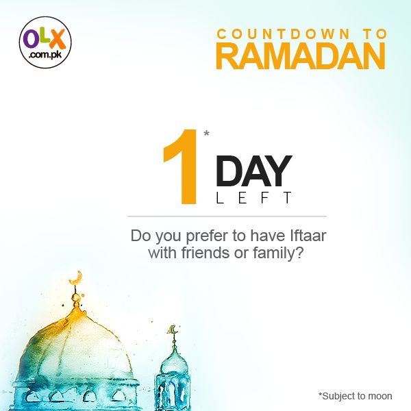 an advertisement for ramadan 5 days left, with the image of a mosque in the background