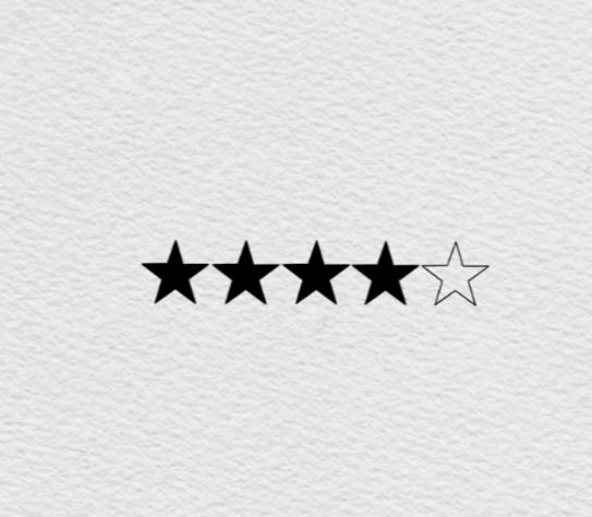 five stars on white paper with black ink