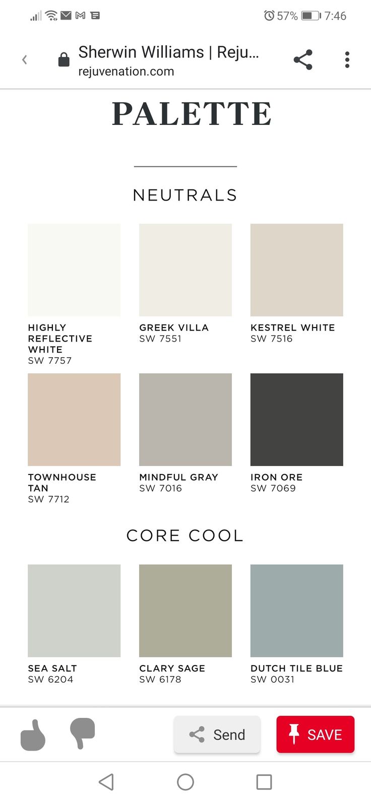 the color scheme for sherylin williams's palette neutrals is shown in red and