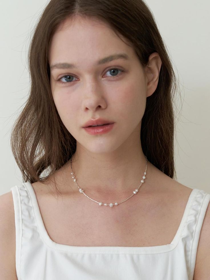 Composition : fresh water pearl, beads, original rodium plating brassColor : silverCountry of Origin : KOREA Delicate Silver Pearl Necklace, Sterling Silver Pearl Chain Necklace For Party, Silver Beaded Necklace With Pearl Drop, Silver Beaded Necklaces With Pearl Drop, Delicate Silver Pearl Beaded Necklaces, Delicate Silver Beaded Necklace With Pearl Charm, Delicate Silver Beaded Necklace With Pearl Drop, Dainty Pearl Beaded Necklaces In Silver, Dainty Silver Pearl Beaded Necklaces