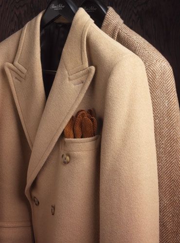 Camelhair Polo Coat Luxury Brown Wool Coat With Double Button Closure, Semi-formal Cream Outerwear With Double Button Closure, Classic Brown Wool Pea Coat, Classic Notch Lapel Outerwear With Double Button Closure, Formal Beige Outerwear With Shawl Collar, Classic Wool Coat With Double-breasted Button Fastening, Beige Shawl Collar Outerwear For Formal Occasions, Brown Double-breasted Semi-formal Sport Coat, Formal Beige Shawl Collar Outerwear