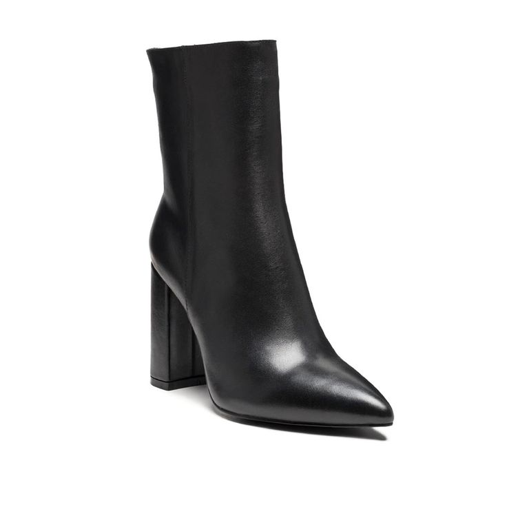 The beautiful pair of block-heeled beauties come with side zipper detail and is worth every penny spent. This super-soft leather boot is a classic.  Type: Boot Heel Type: Block Heel Heel Height: 10 Cms./3. 93 Inches Pointed Toe Side Zipper Opening Upper Material: Leatherette Lining: Soft Vegan Leather Lining Outer Sole: Rubber Stylish Winter Pick Use a soft, damp cloth to clean stains, dust or dirt. When not in use, store items in a box or a protective dust bag in a cool, dry place. Black Elegant Boots, Black Pointed Toe Boots, Pointed Toe Boots Outfit, Womens Leather Ankle Boots, Soft Leather Boots, Pointed Boots, Elegant Boots, Sunglasses Collection, Pointed Toe Boots