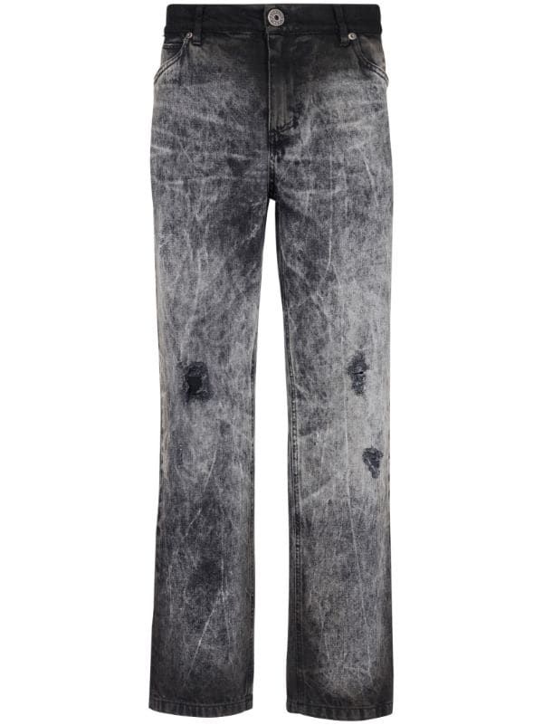 Balmain mid-rise straight-leg Jeans - Farfetch Balmain Men, Pocket Belt, Grey Cotton, Jeans Black, Ig Story, Straight Leg Jeans, Leg Jeans, Mid Rise, Black Jeans