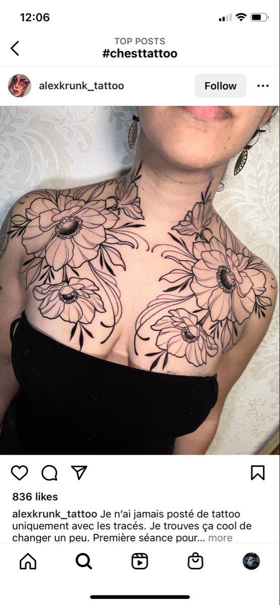 a woman with sunflowers on her chest is shown in an instagramture