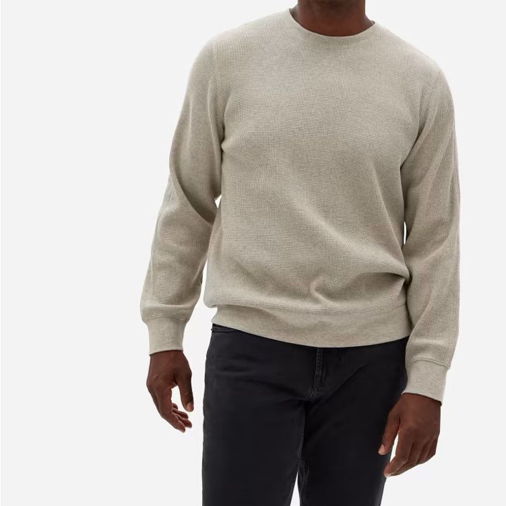 Everlane The Waffle Long-Sleeve Crew Tee Color: Heather Oatmeal Size: S Nwt Casual Oatmeal Tops For Fall, Casual Oatmeal Fall Tops, Classic Neutral Tops For Layering, Everlane Crew Neck Top For Spring, Casual Taupe Crew Neck Sweater, Casual Long Sleeve Oatmeal Tops, Classic Beige Tops For Casual Gatherings, Classic Beige Top For Casual Gatherings, Everlane Casual Long Sleeve Sweater