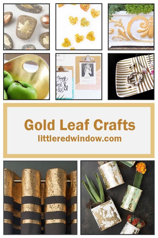 gold leaf crafts are featured in this collage