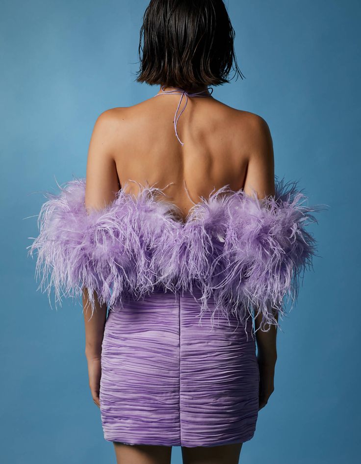 Kaia Off-shoulder feather mini-dress. A ruched fitted bodice with a heart neckline and off-shoulder shape is topped with abundant feathers. Fits true to size Designed for a slim fit Fabric Flashy chiffon (100% Polyester) Lining: Lycra satin (96% Polyester / 4% Lycra) Feathers (100% Ostrich) Gathered Skirt, Fitted Bodice, A Heart, Strapless Top, Feathers, Toronto, Bodice, Off Shoulder, Chiffon