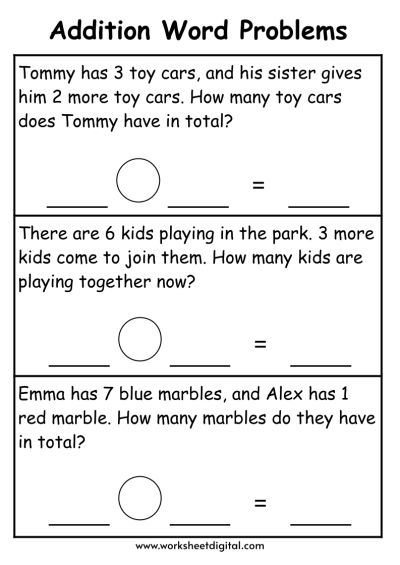 addition word problems worksheet for kids to help them learn how to solve the problem