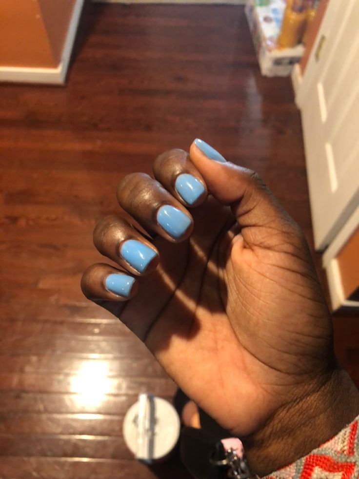 Finally posted my right hand lol Skincare Board, Light Blue Nails, Blue Solid, Blue Square, Square Nails, Blue Nails, Right Hand, Body Care, Light Blue