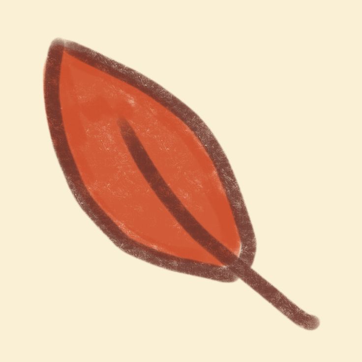 a drawing of a red leaf on a beige background