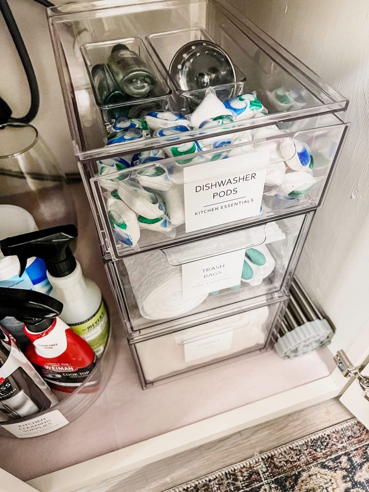 the bathroom is organized and ready to be used as a storage unit for toiletries