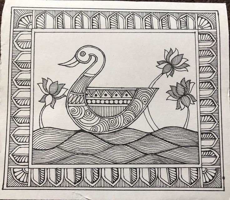 a drawing of a duck in a boat on the water