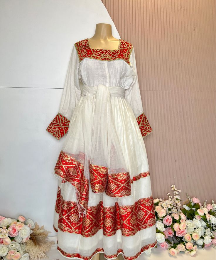 Ethiopian dress Eritrean Chiffon, Habesha Kemis Ethiopian Dress, Ethiopian Clothes, Habesha Clothes, Eritrean Culture, Eritrean Clothing, Ethiopian Dresses, Ethiopian Wedding Dress, Eritrean Dress