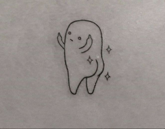 a drawing of a tooth with stars on it's side and the bottom part of its mouth